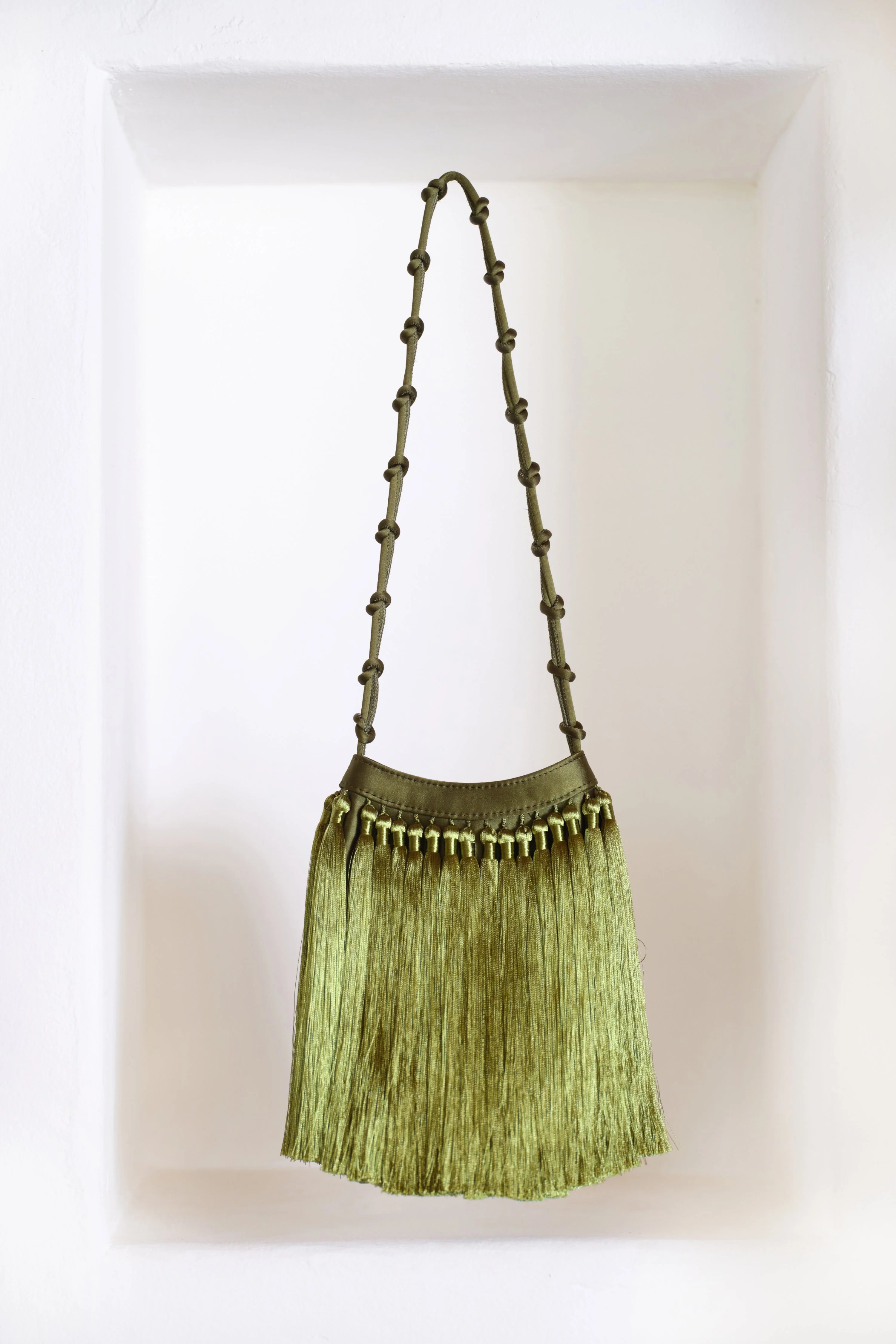 Tassel Knotty Bag In Moss Green - 1