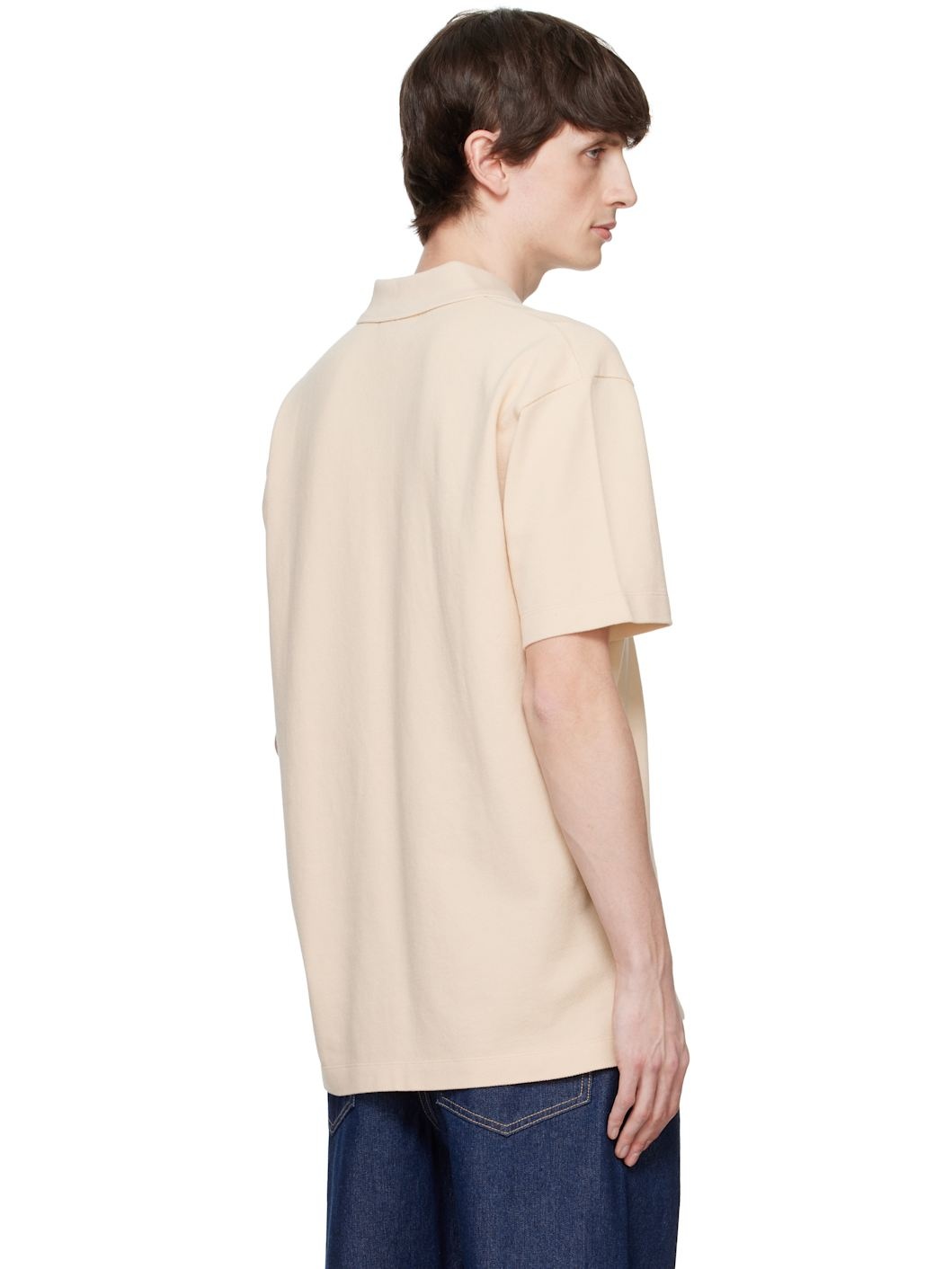 Beige Bold Fox Head Patch Comfort Polo - 3