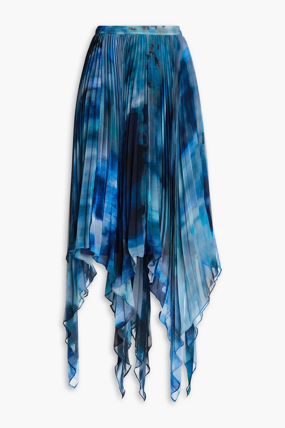 Pleated tie-dyed chiffon maxi skirt - 1