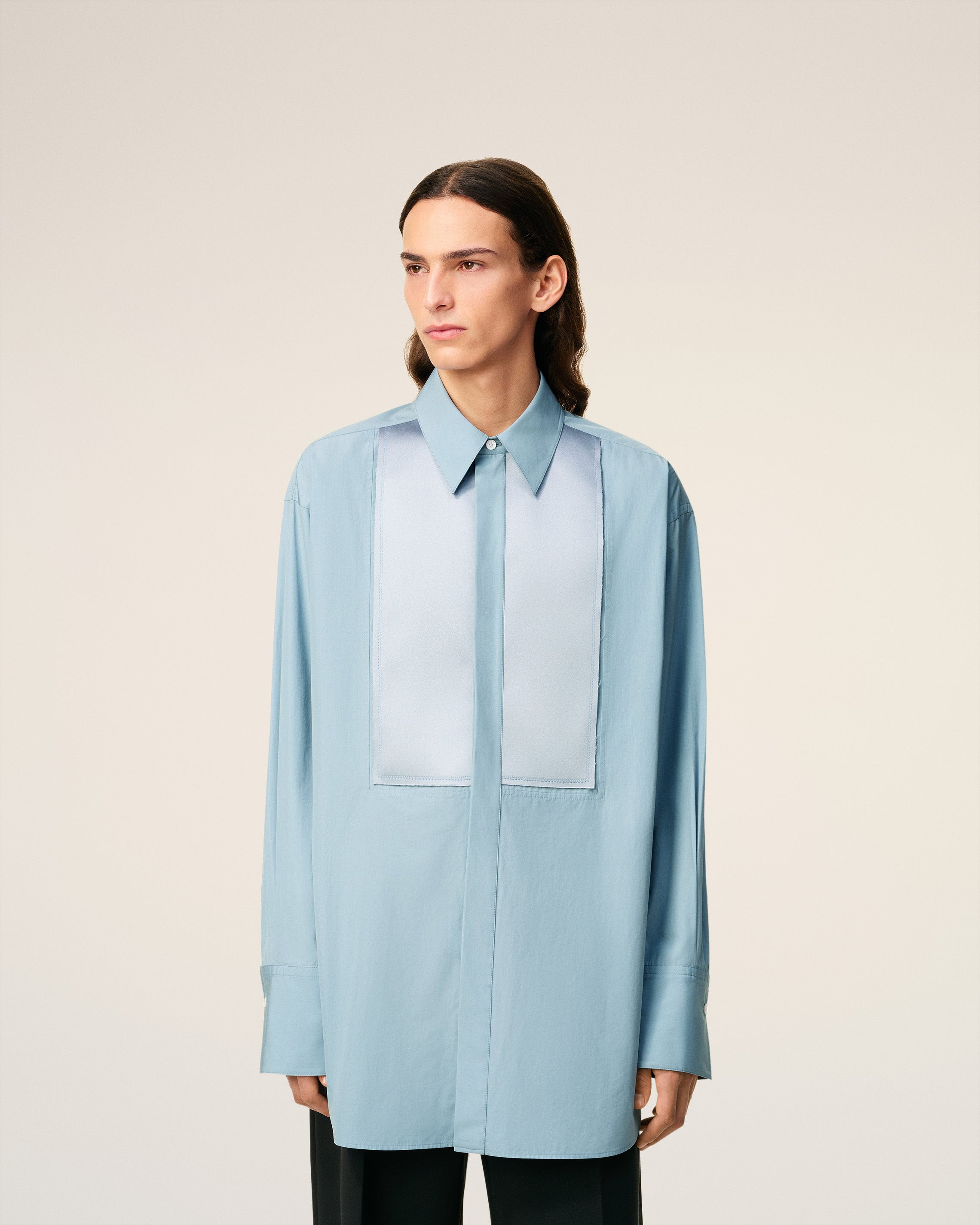 BLUE COTTON OVERSIZED SHIRT - 3