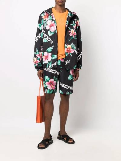 Moschino Hawaiian print hooded coat outlook
