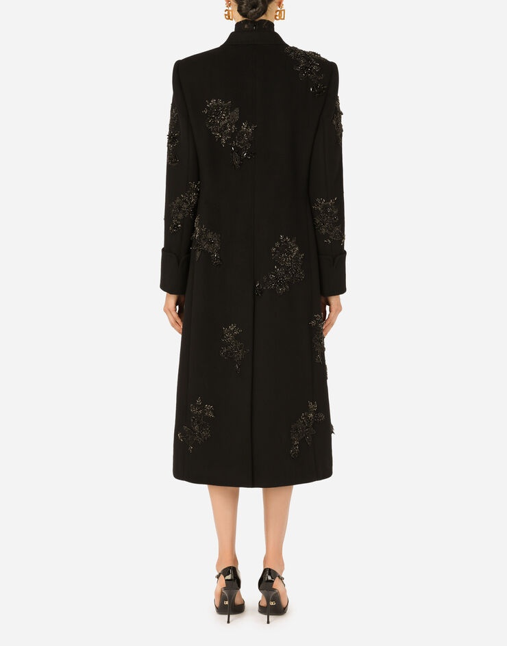 Double-breasted wool coat with embroidery - 2