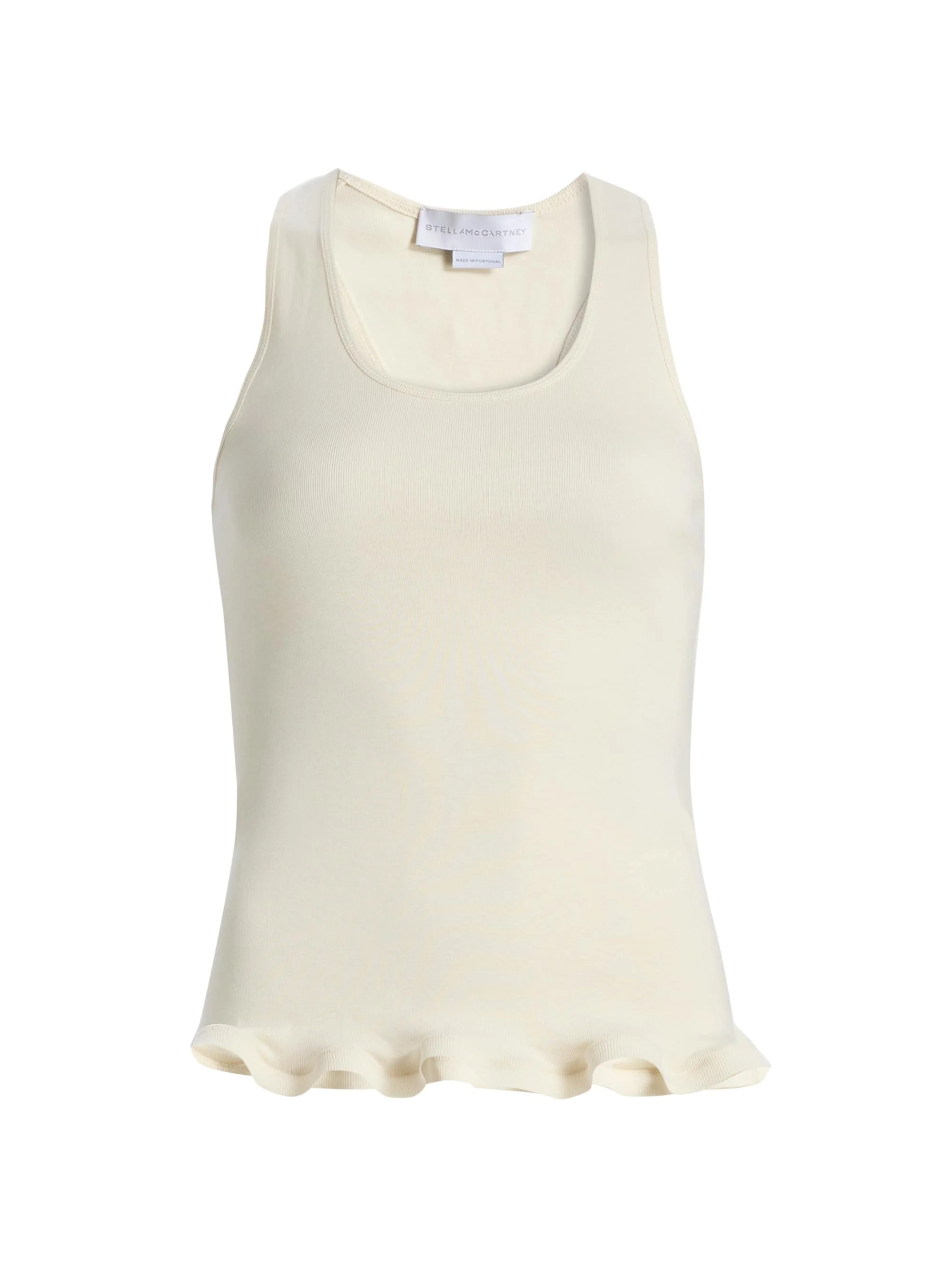 Women's Frilled Hem Rib-Knit Tank - Cream - 1