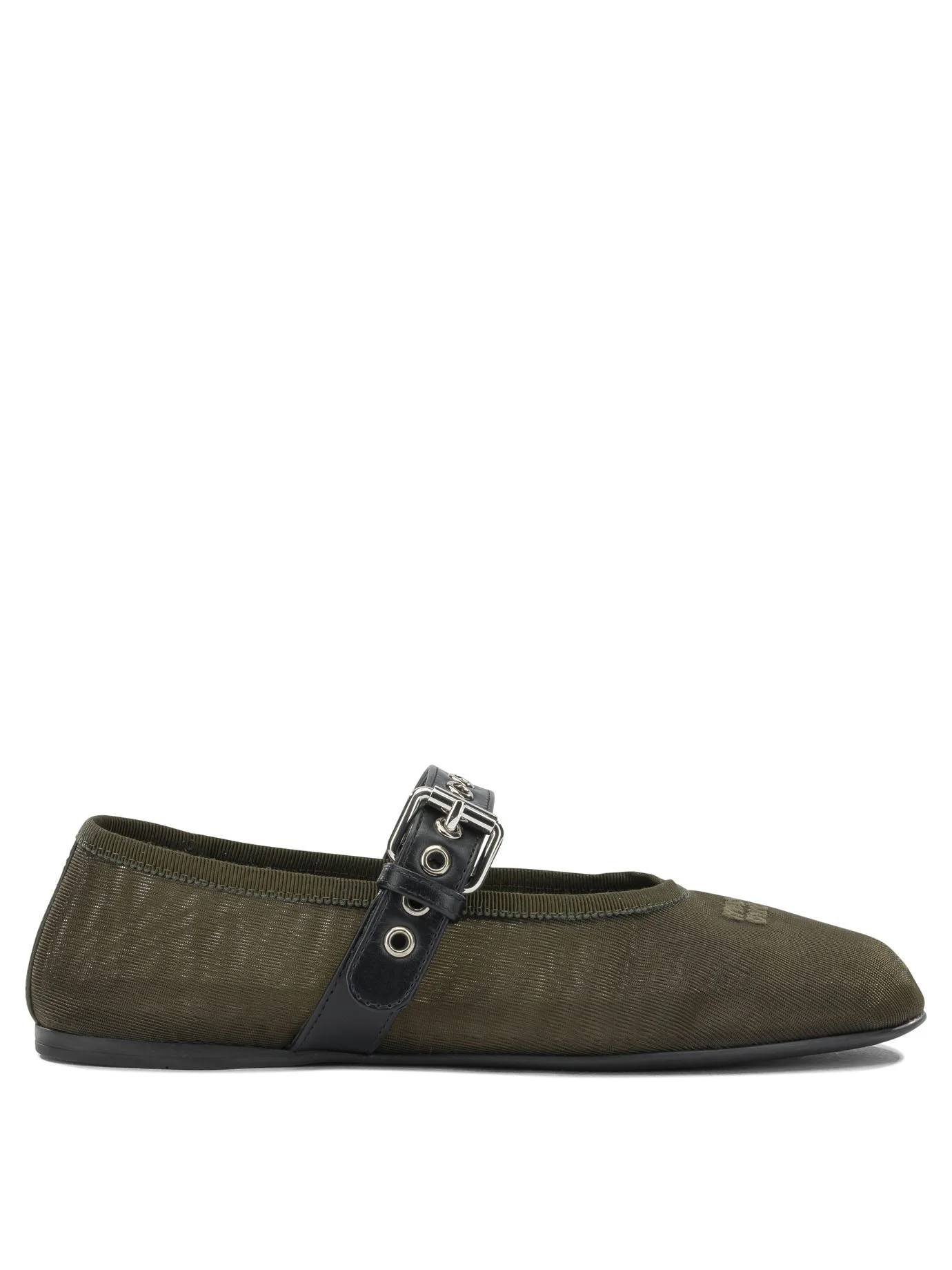 Miu Miu Mary Jane Mesh Ballet Flats Green - 1