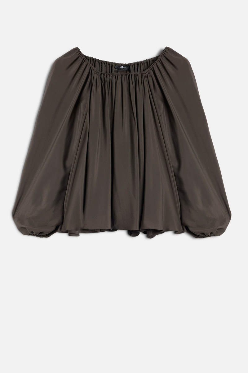OFF SHOULDER BLOUSE in Silk Brownie 1