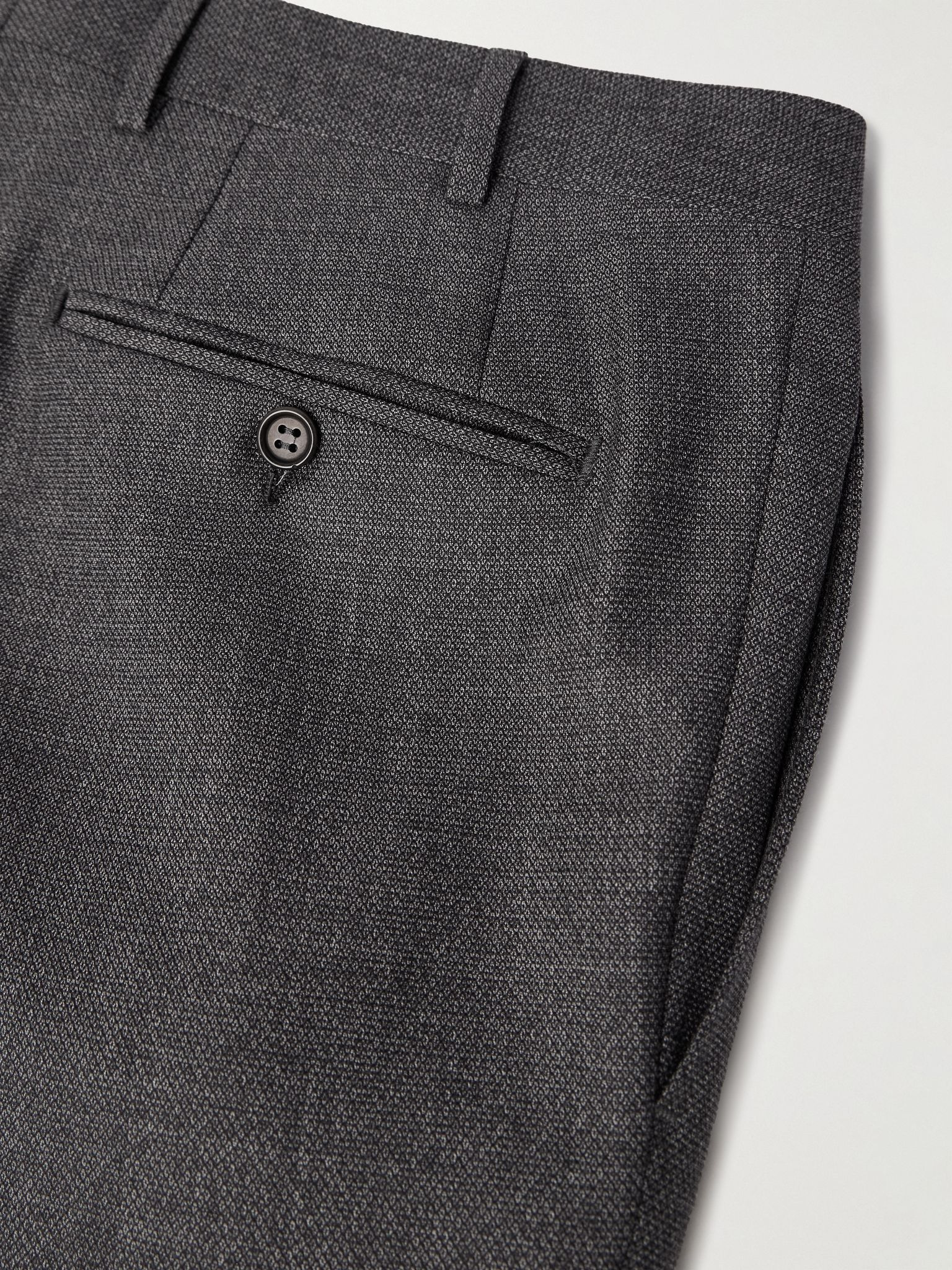 Straight-Leg Pleated Wool Suit Trousers Gray - 5