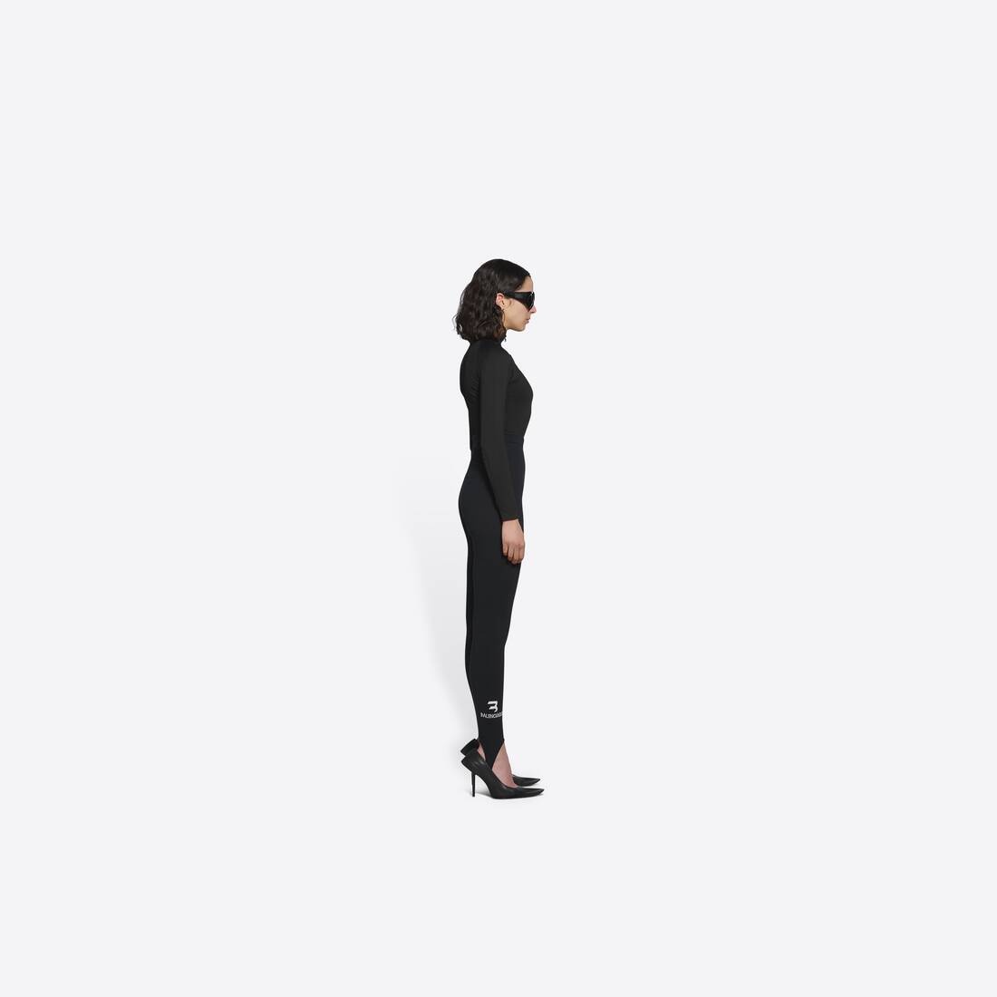 Women's Sporty B Leg Socks Leggings in Black - 5