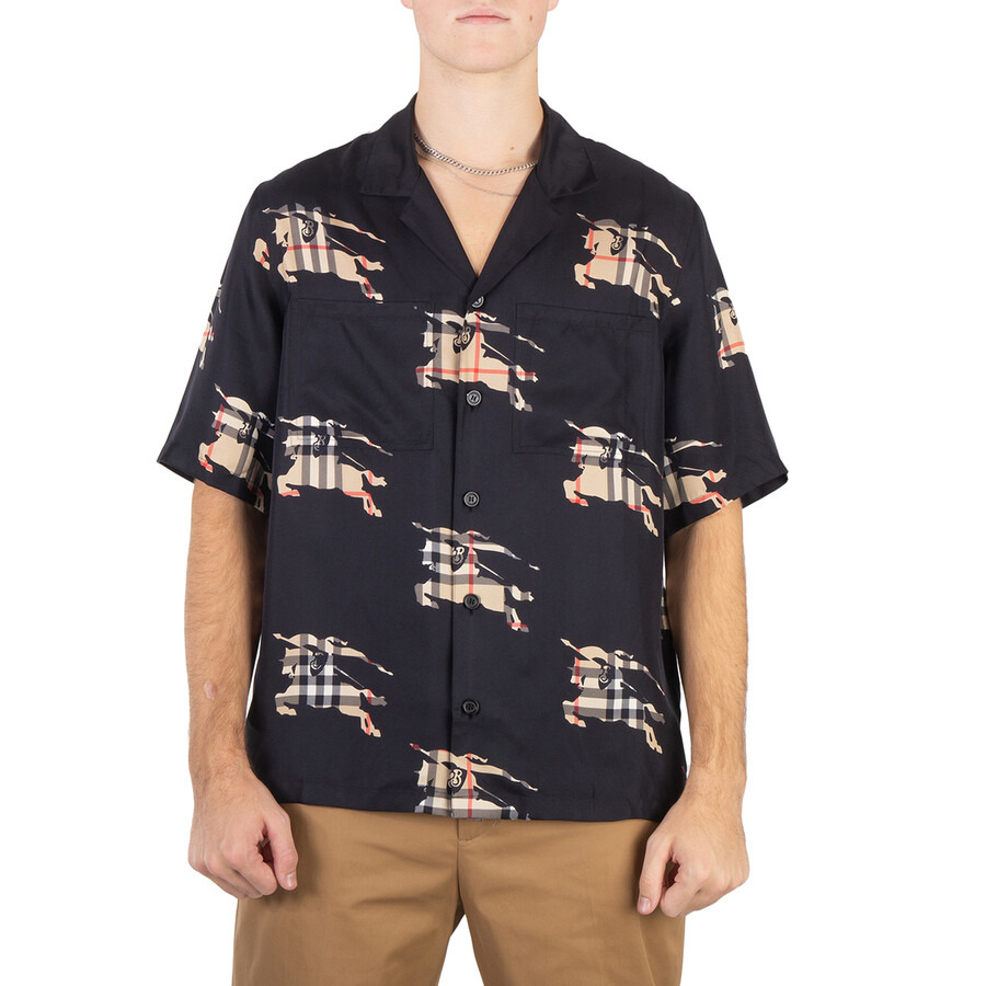 Burberry Equestrian Knight-Print Silk Shirt - 3