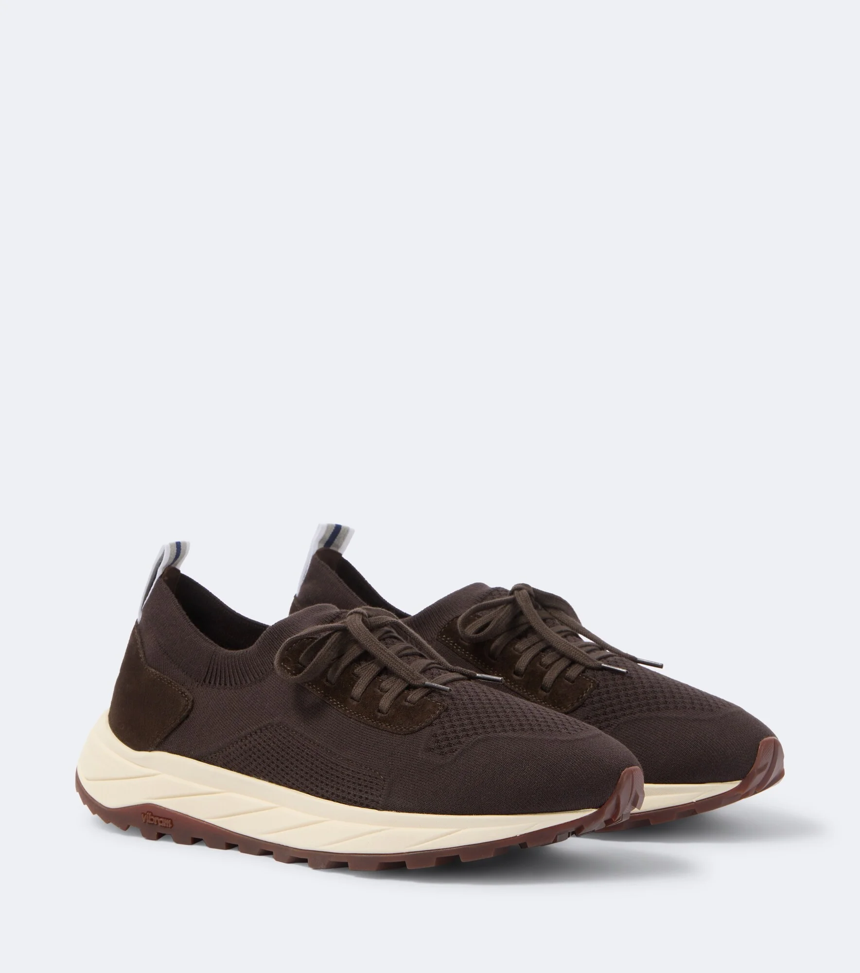 Knitted suede-trimmed sneakers - 1