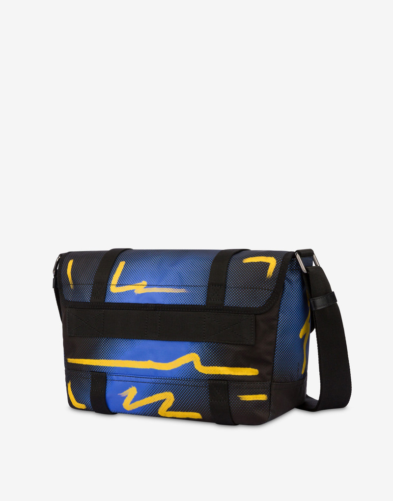 Moschino SHADOWS & SQUIGGLES NYLON MESSENGER BAG outlook