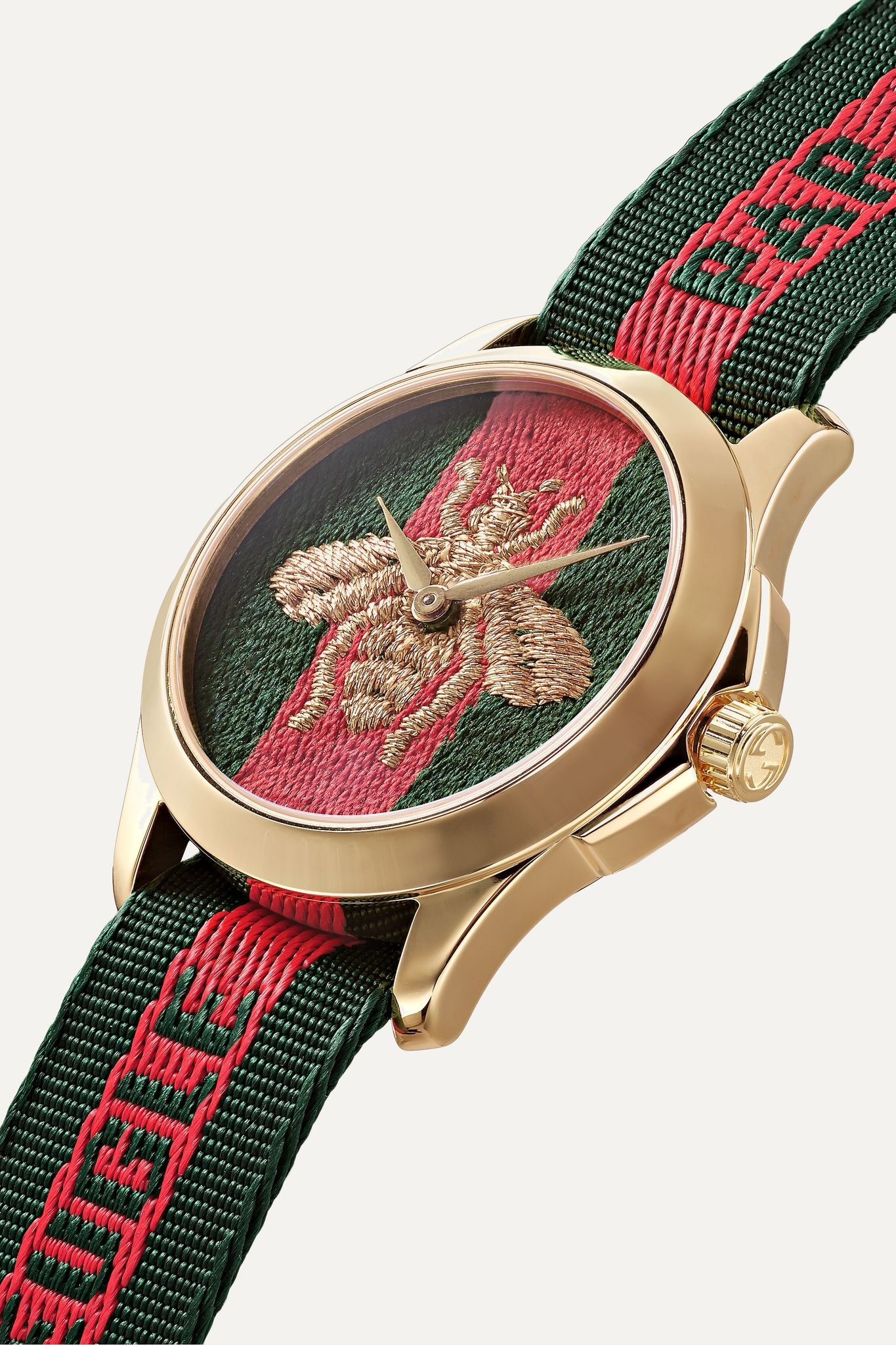 Le Marché des Merveilles 38mm PVD-plated and striped canvas watch - 2