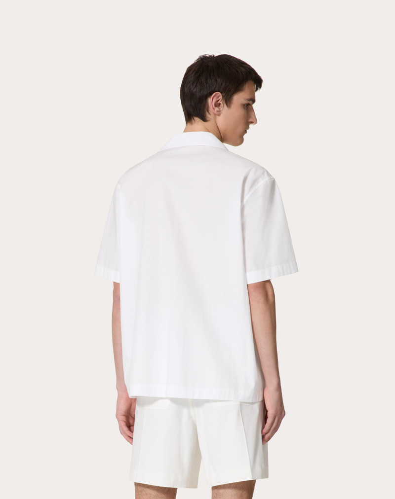 COTTON POPLIN BOWLING SHIRT WITH RUBBERIZED V DETAIL 4