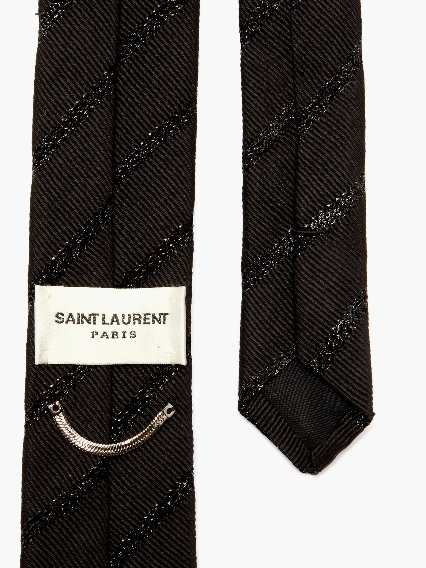 Glitter-stripe silk-faille tie - 3