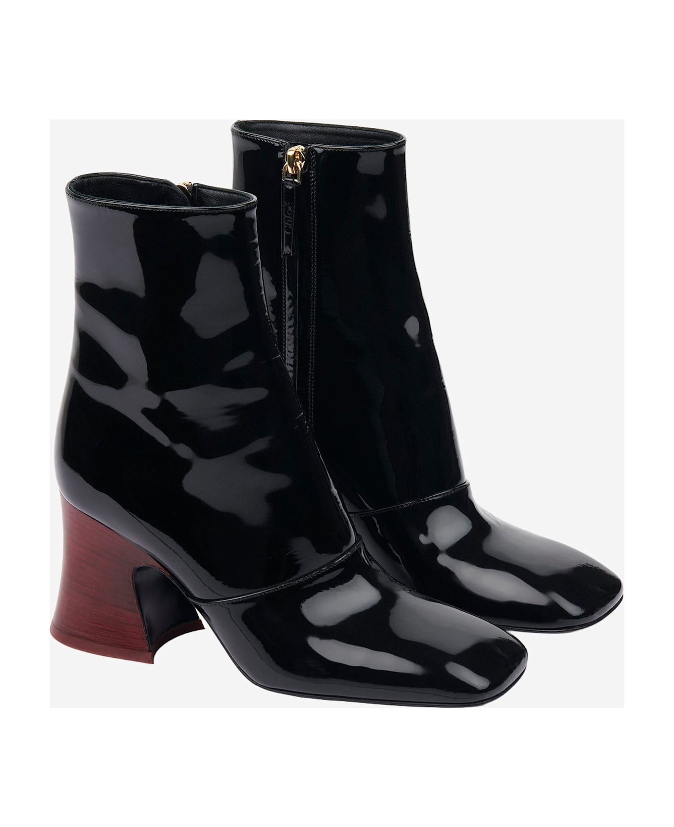 Janis Ankle Boots With Glossy Leather Heel - 2