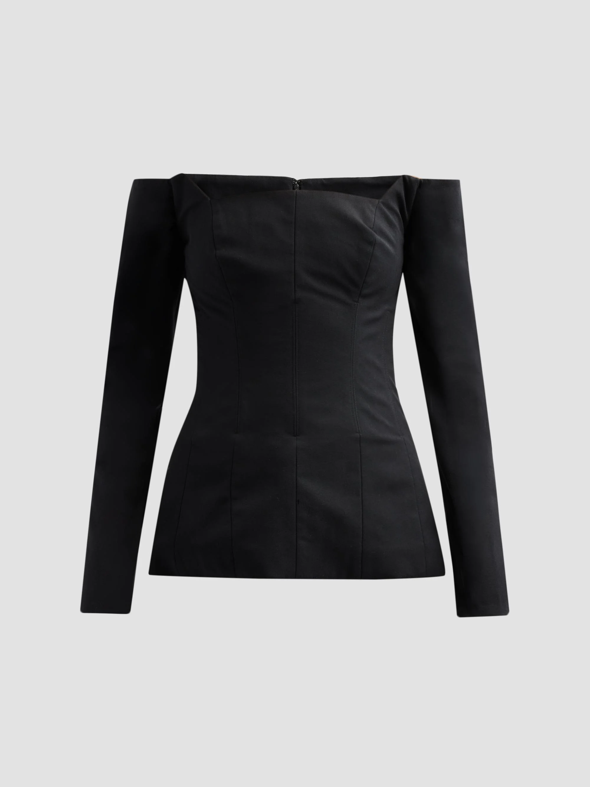 Women's Off-The-Shoulder Stretch Cotton Top - Black - 1