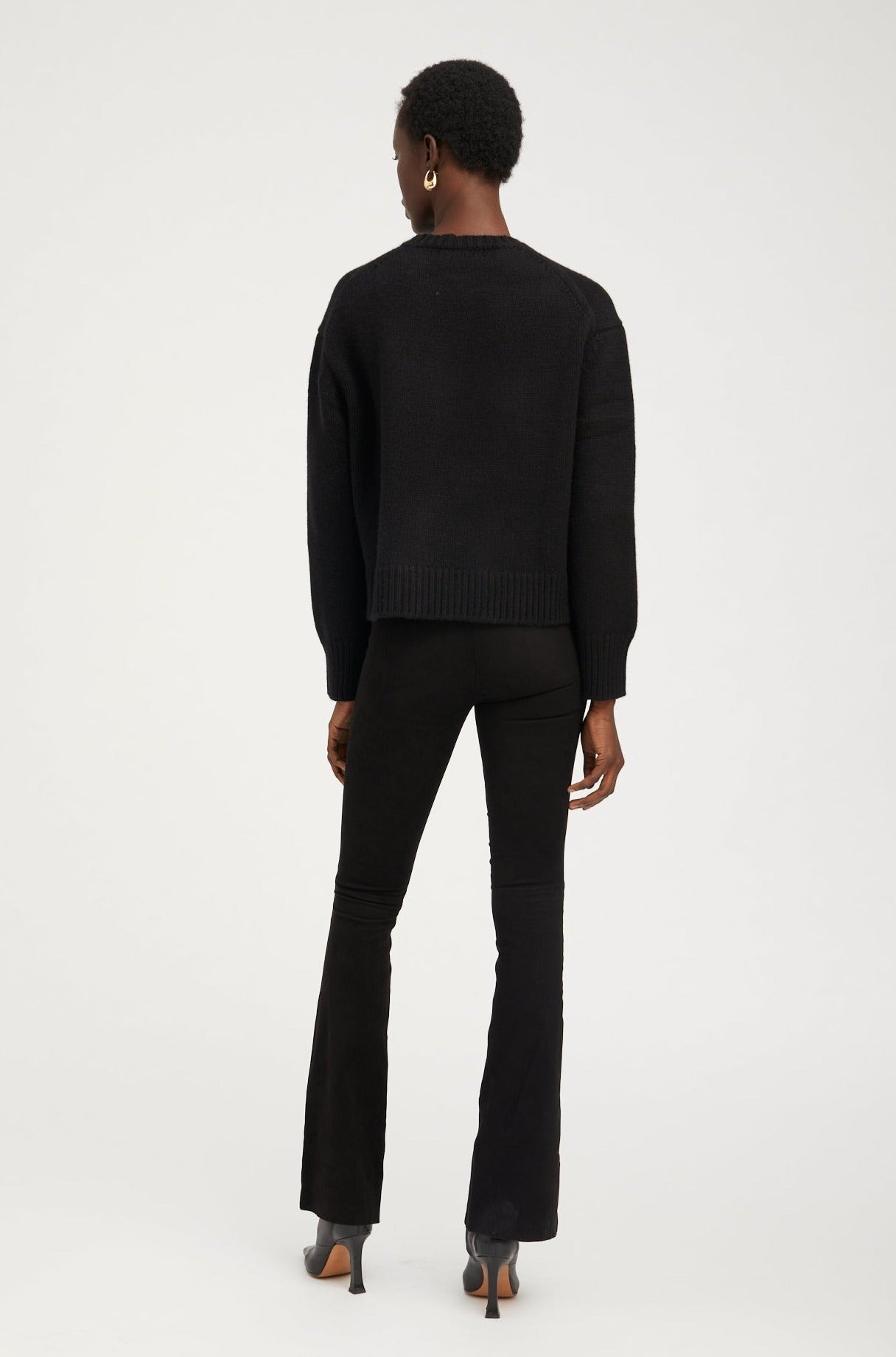 BLACK HEAVY CASHMERE SWEATER - 7