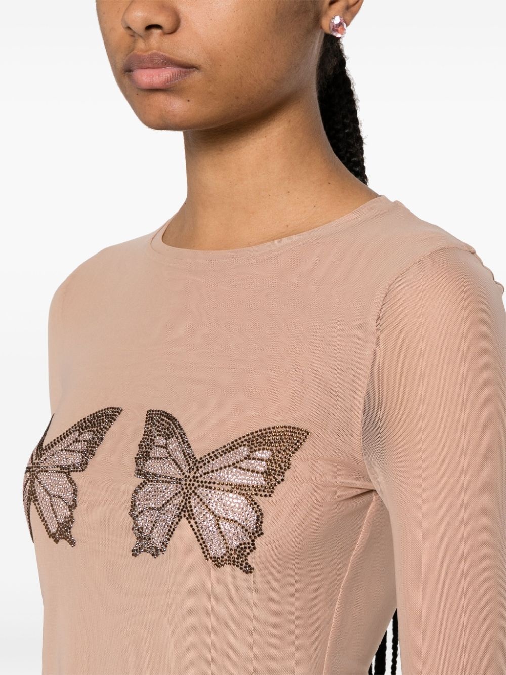 crystal-butterfly tulle T-shirt - 5