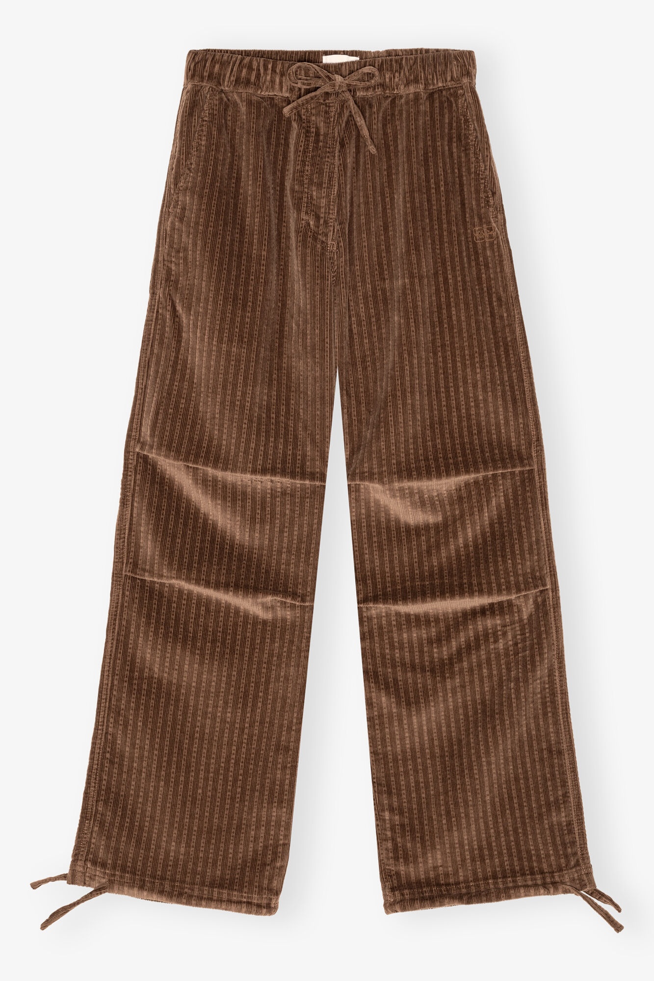 BROWN CORDUROY DRAWSTRING PANTS - 1