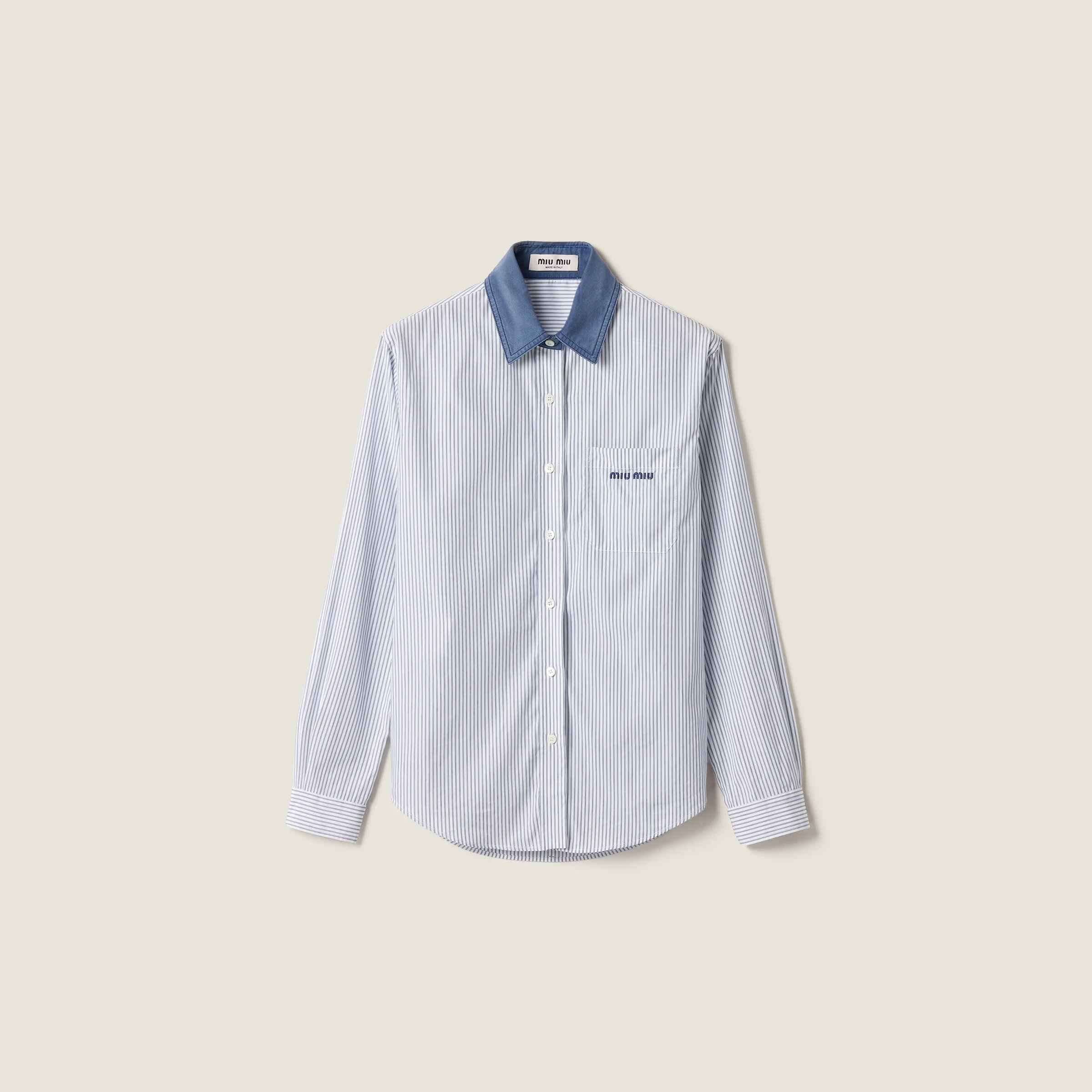 Striped poplin shirt - 1