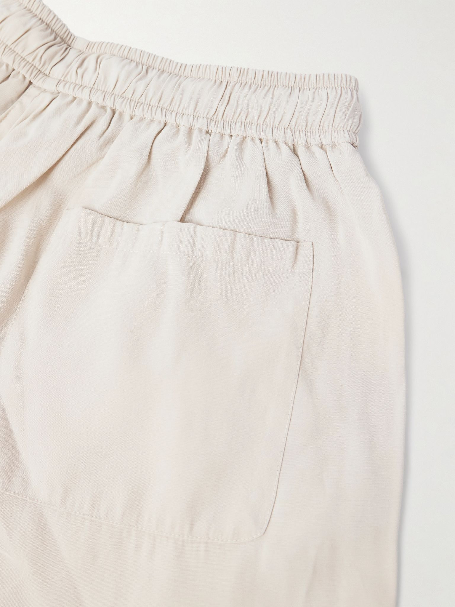 Hollywood Straight-Leg Logo-Flocked Modal-Blend Drawstring Shorts Off-white - 5