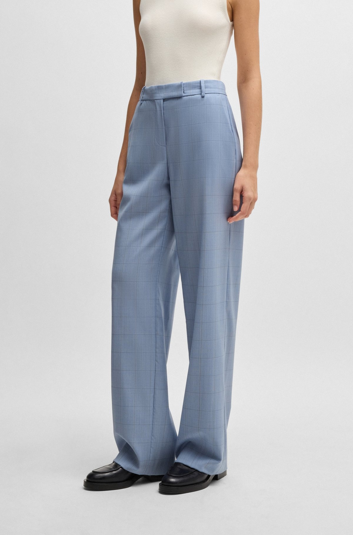 REGULAR-FIT TROUSERS IN CHECKED WOOL - 2