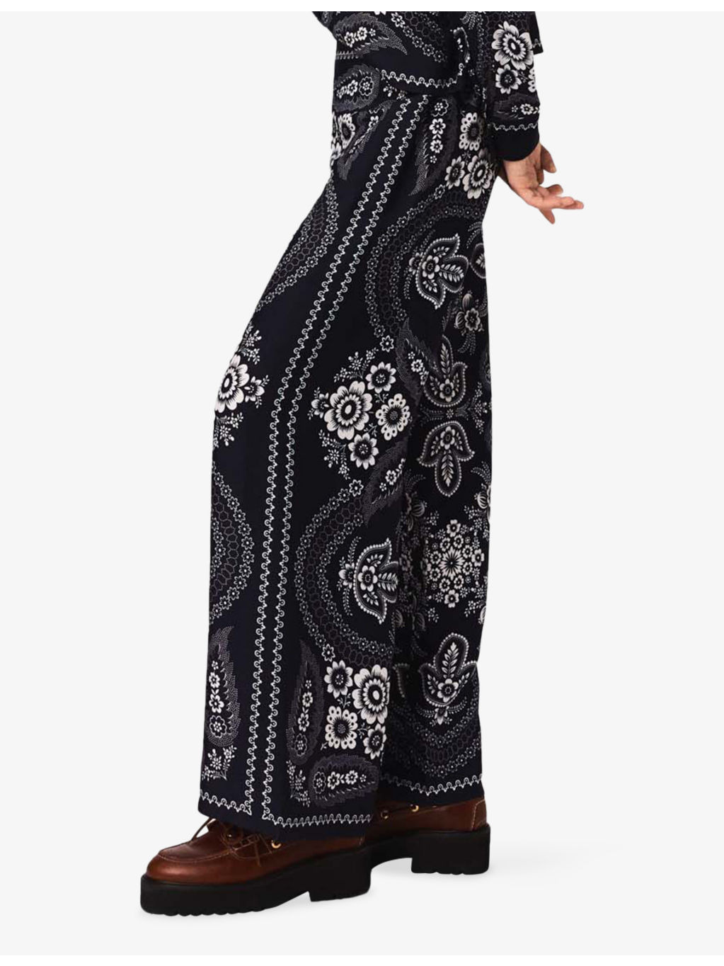 Flowing Paisley-Print Wide-Leg Satin Trousers - 3