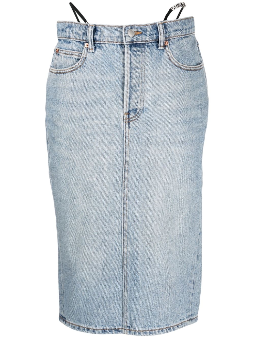 thong-straps denim skirt - 1