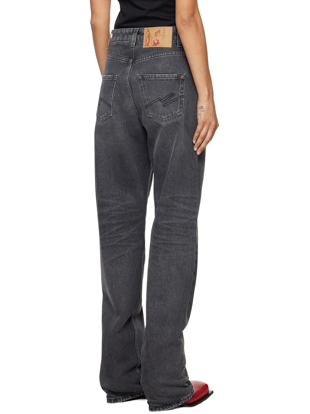 Black Open Fly Jeans - 3