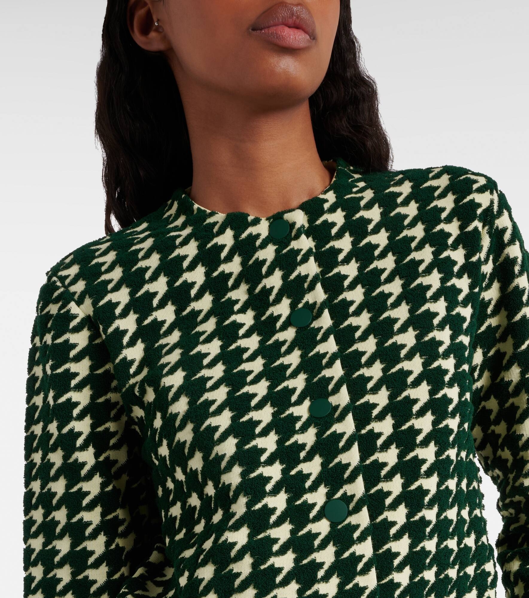 Houndstooth cotton-blend cardigan - 4