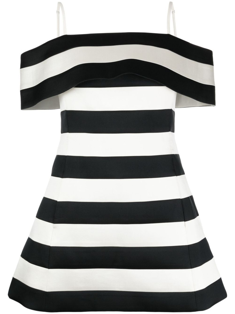 off-shoulder silk-wool minidress 1