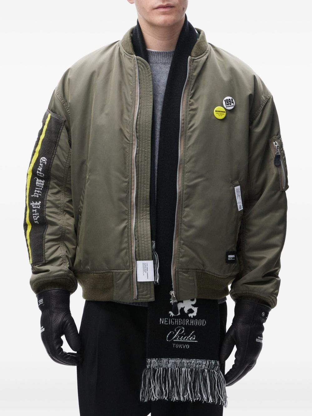 embroidered-patch bomber jacket - 2