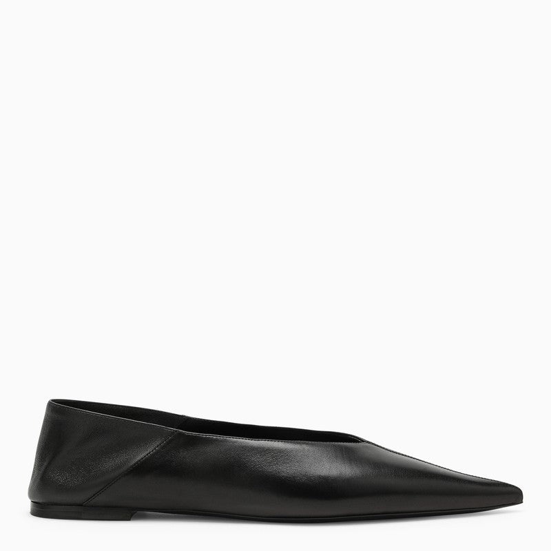 Saint Laurent Pointed Black Leather Ballerina Women - 1