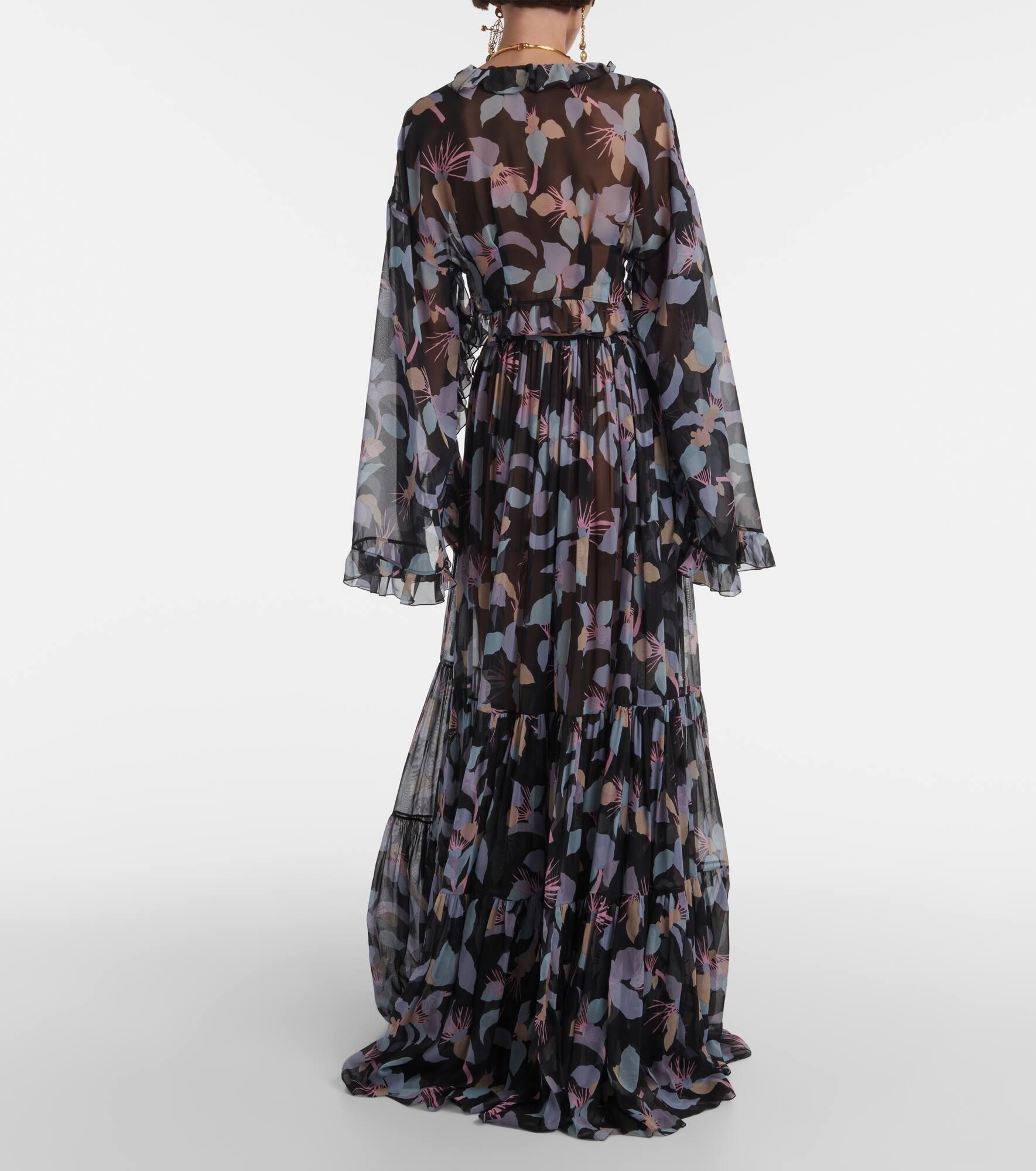 Floral pleated silk maxi skirt - 3