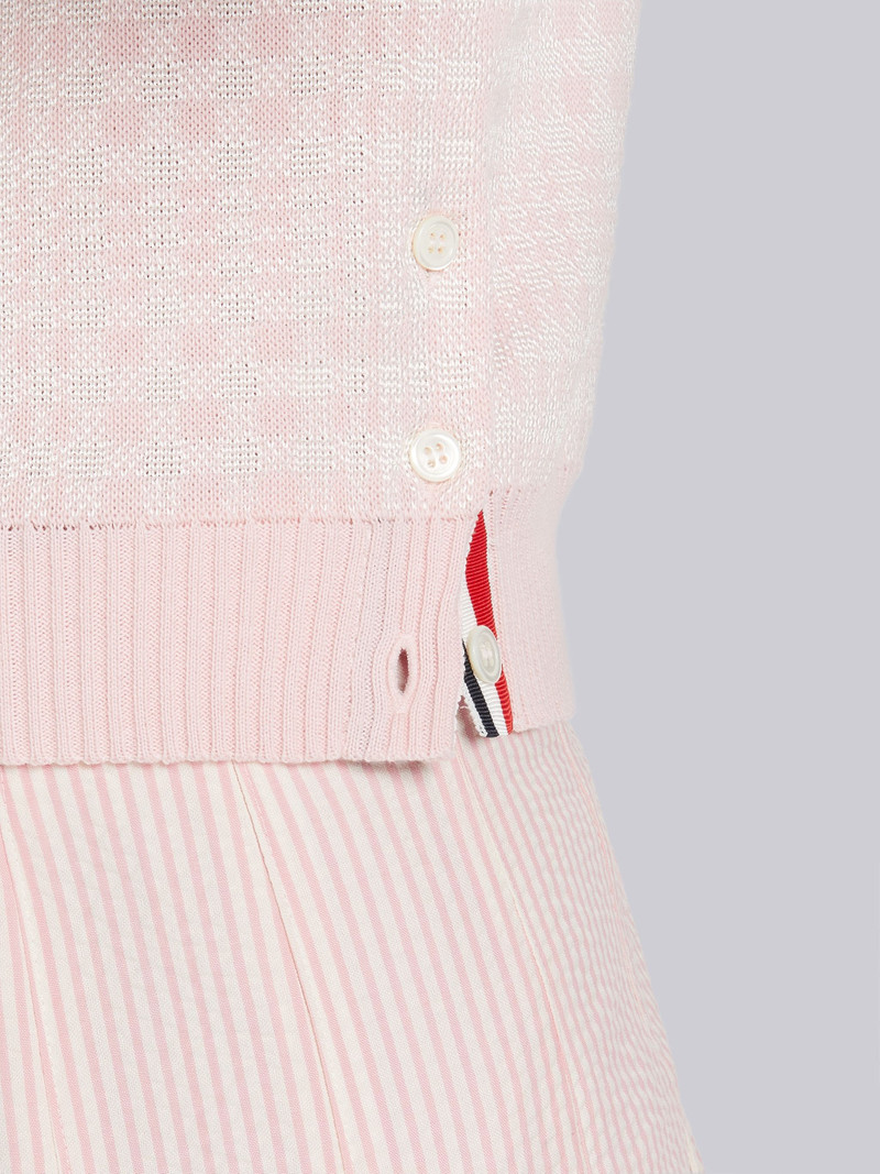 Light Pink Gingham Check Jacquard Short Sleeve Polo 6