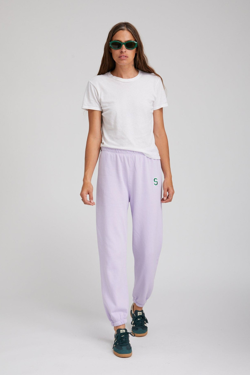 SPRWMN LAVENDER TRI-BLEND EMBROIDERED LOGO SWEATPANTS outlook