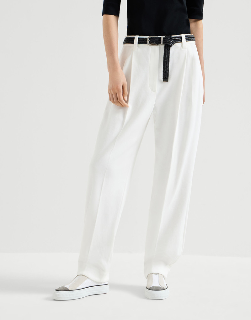 Techno cotton piqué sartorial baggy trousers 2