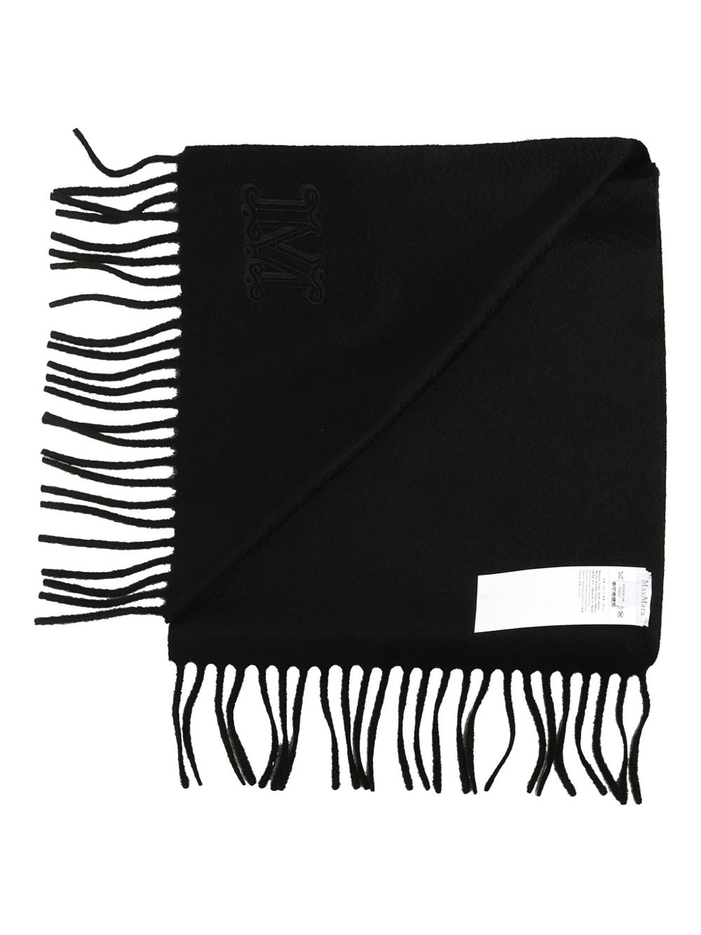 embroidered-logo fringe scarf - 2