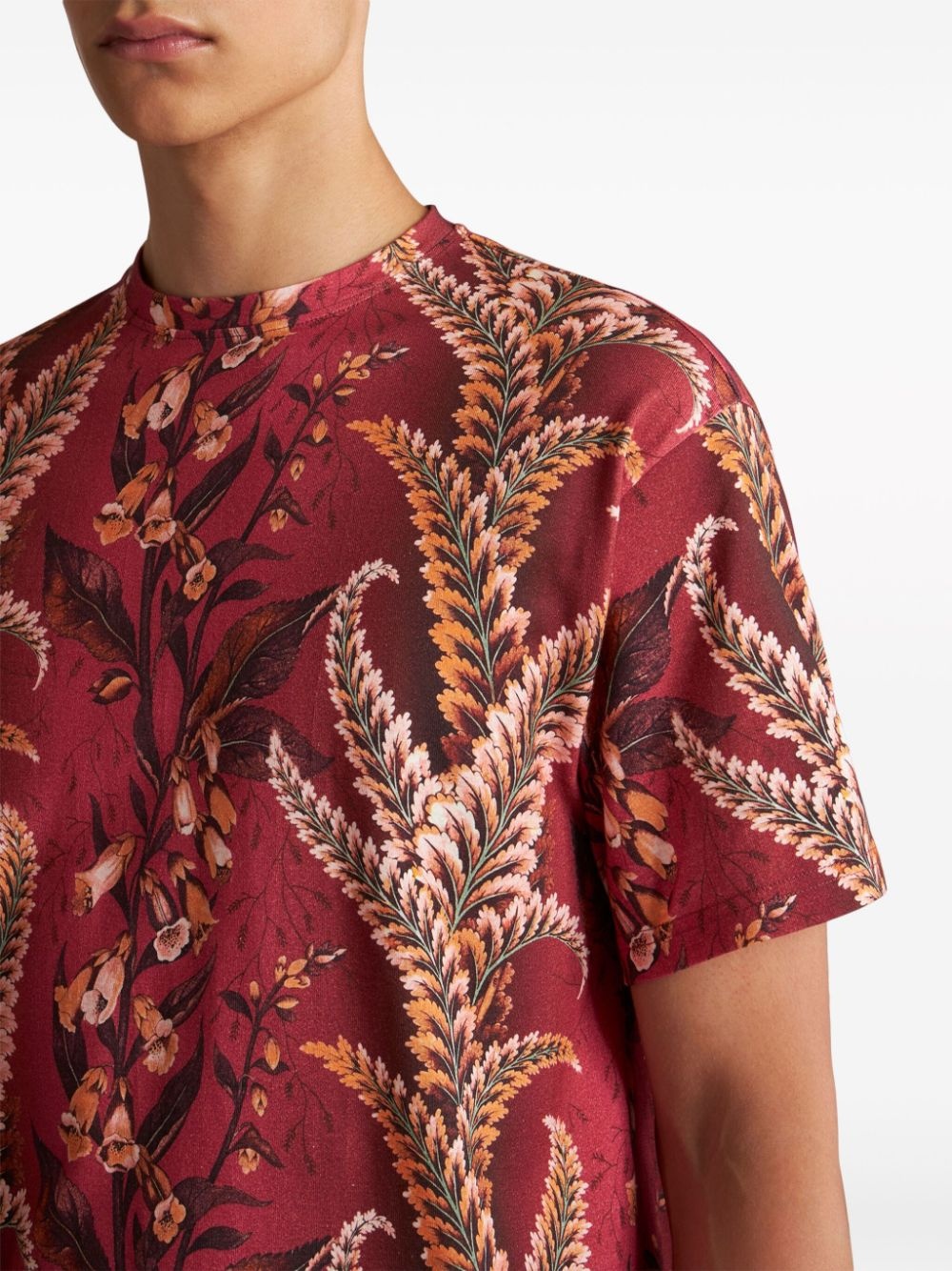 Foliage-print cotton T-shirt - 4