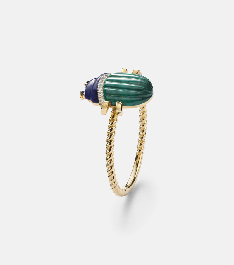 Scarabée Mini 9kt gold ring with gemstones 4