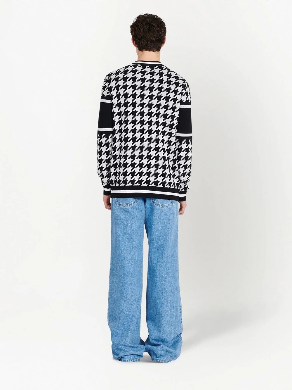 logo-print houndstooth jumper - 4