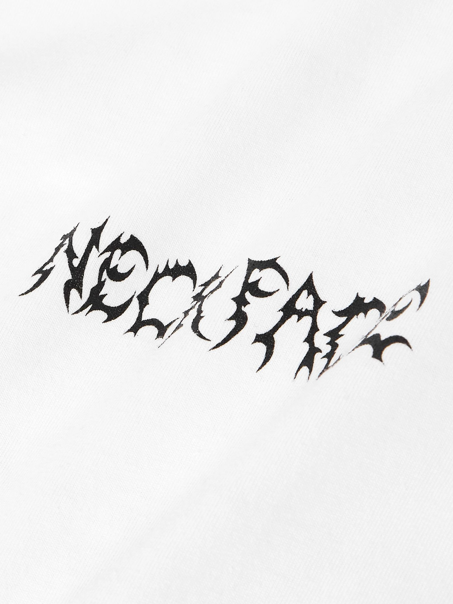 + Neck Face Logo-Print Cotton-Jersey T-Shirt White - 4