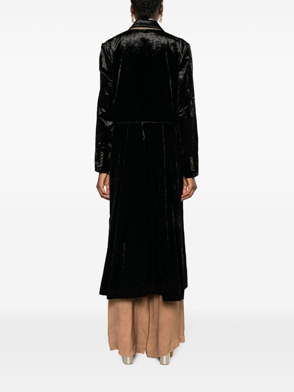 velvet-effect double-breasted coat - 4