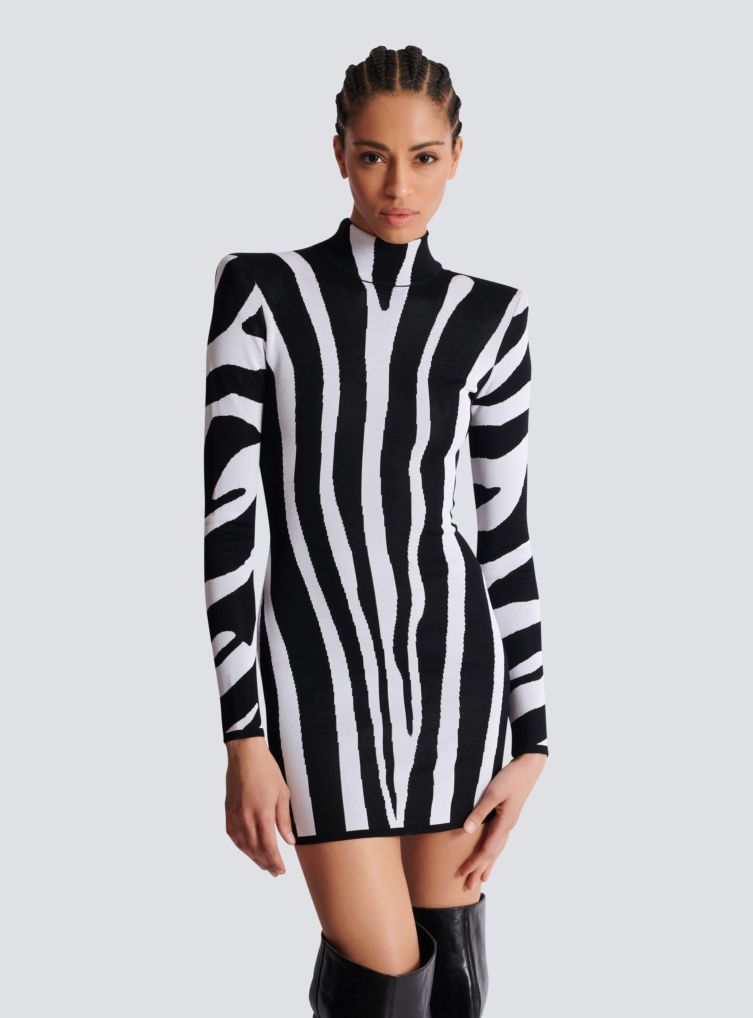 Short knit dress with zebra intarsia - 7