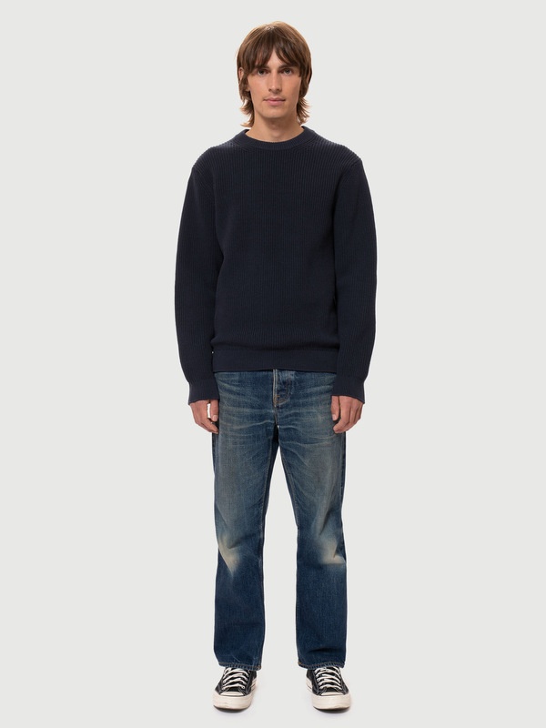 August Rib Cotton Sweater Navy - 3