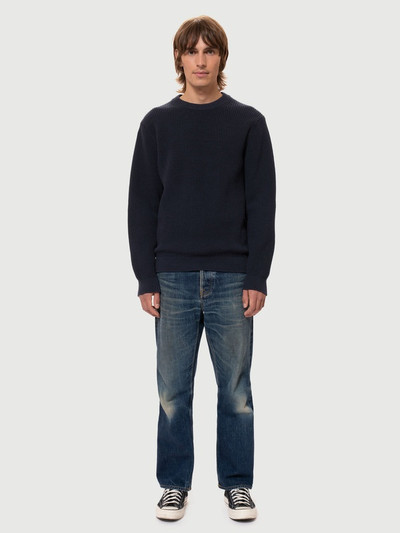Nudie Jeans August Rib Cotton Sweater Navy outlook