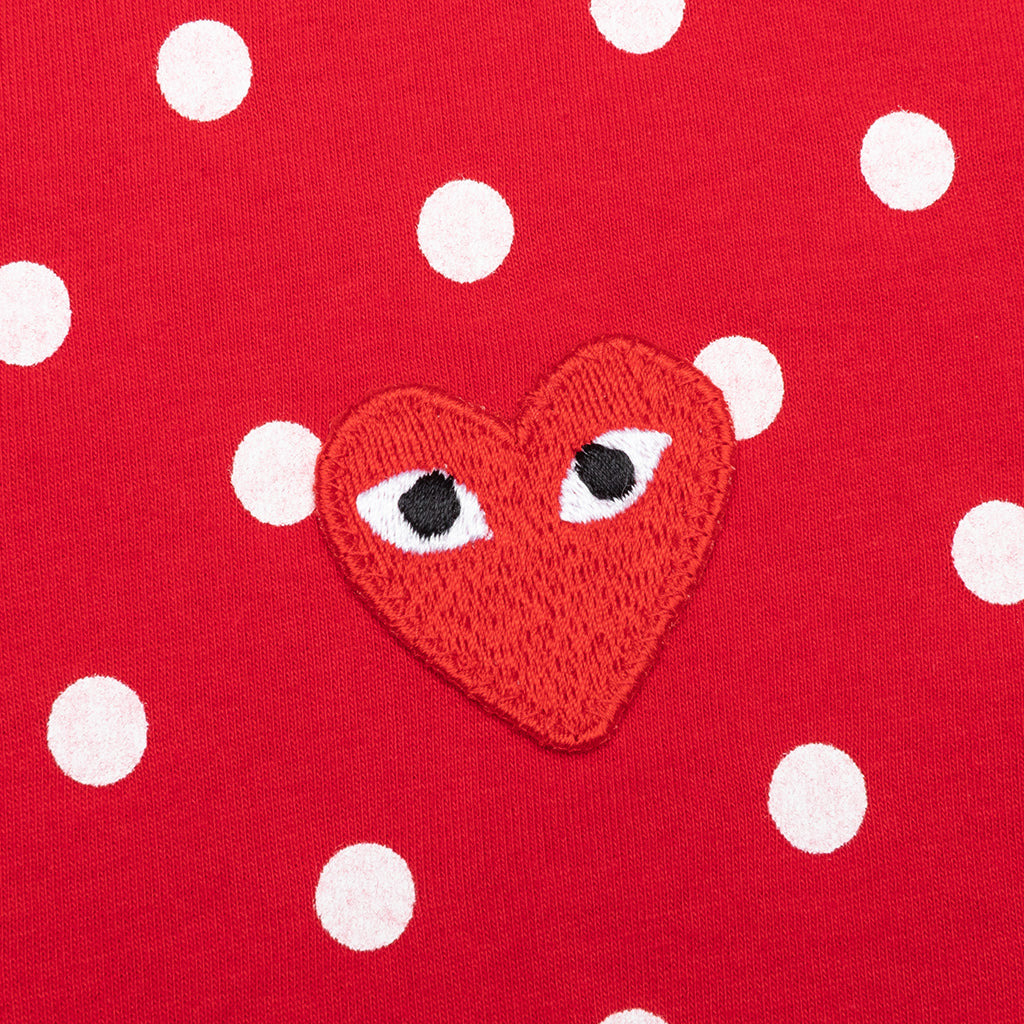 COMME DES GARCONS PLAY WOMEN'S POLKA DOT LONG SLEEVE T-SHIRT - RED - 3