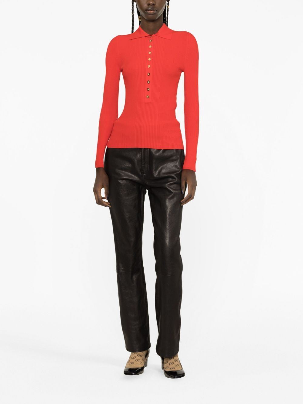 ribbed-knit polo shirt - 2