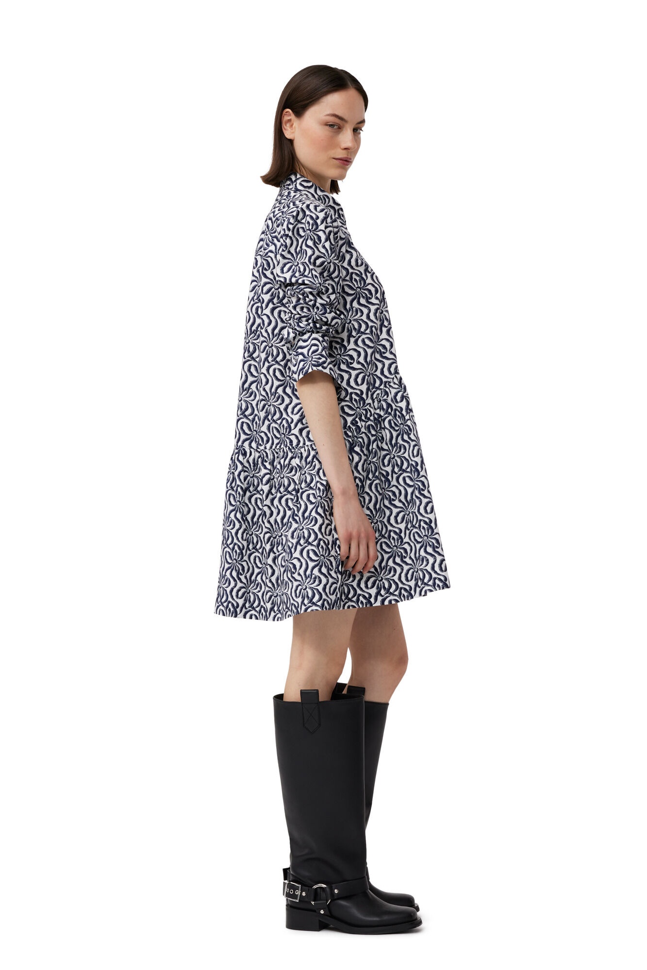 PRINTED COTTON POPLIN MINI SHIRT DRESS - 4