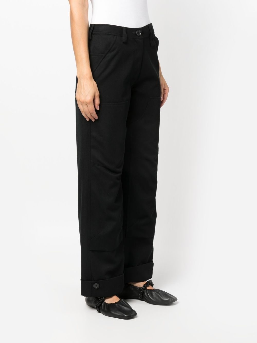 SIMONE ROCHA Appliquéd pleated woven straight-leg pants