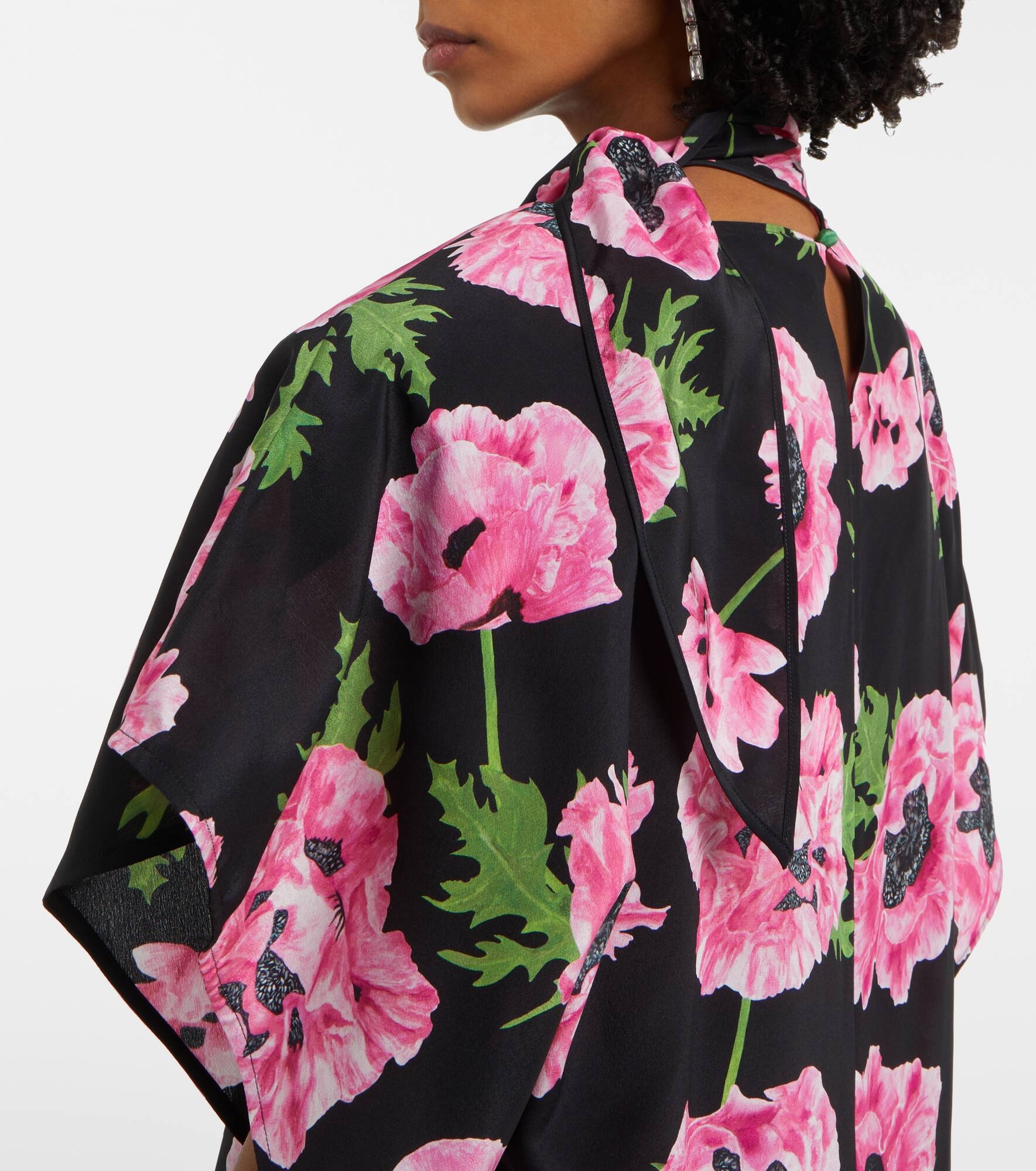 Floral printed silk maxi dress - 7